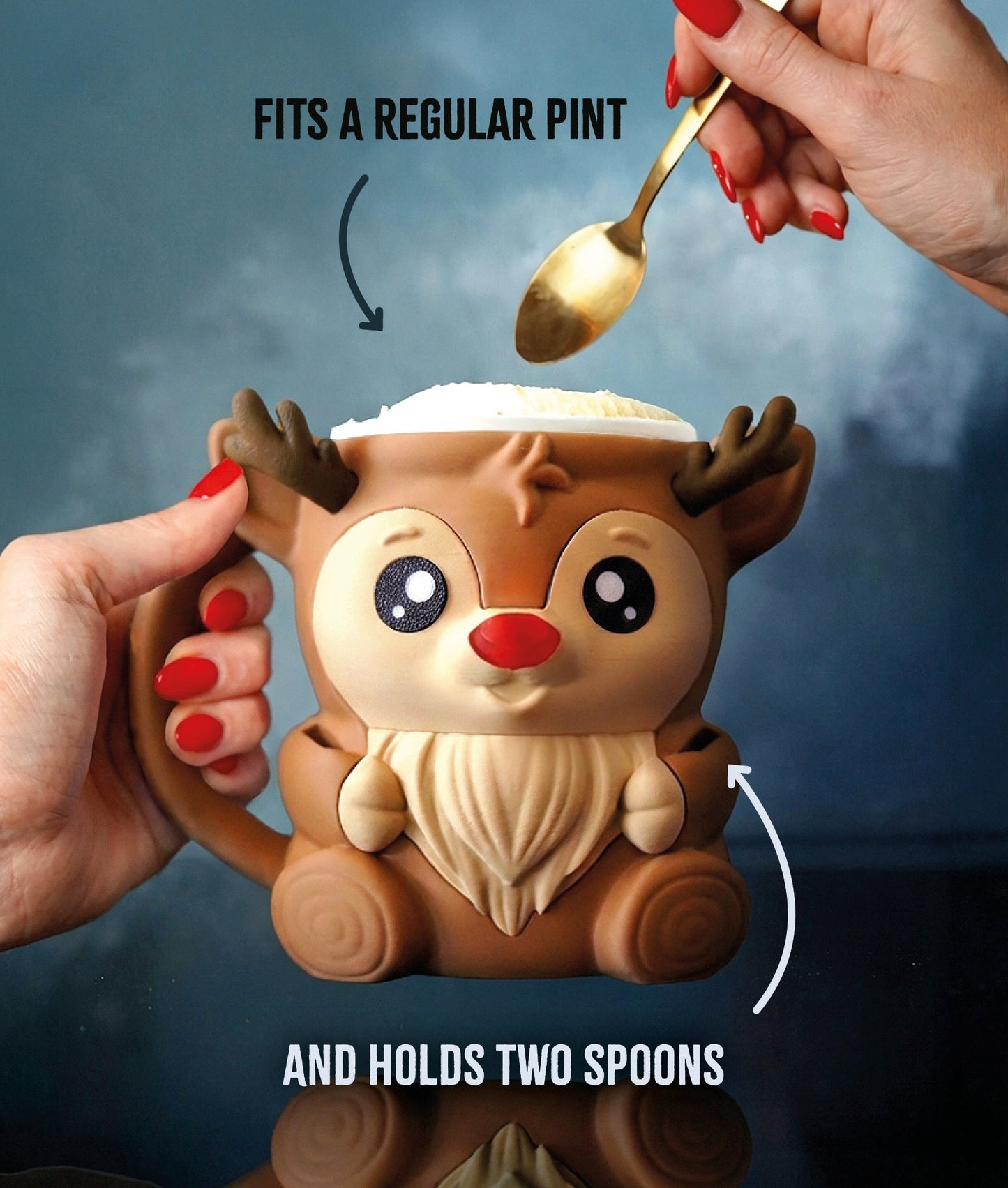 Rudy the Reindeer | Ice Cream Pint Holder