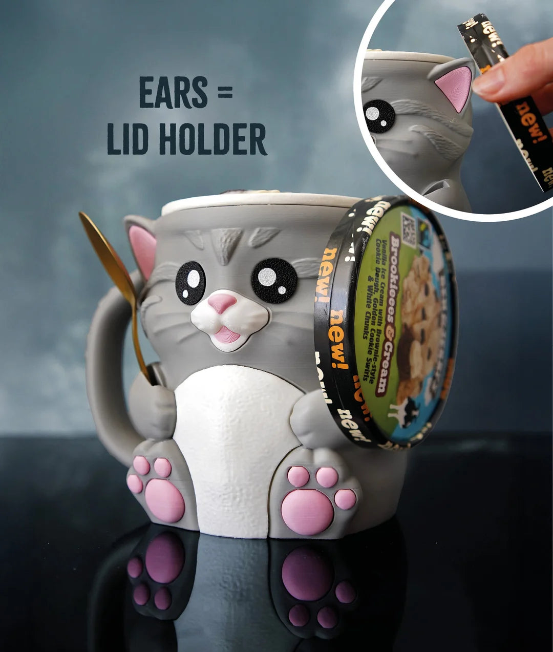 Cuddles the Cat | Ice Cream Pint Holder